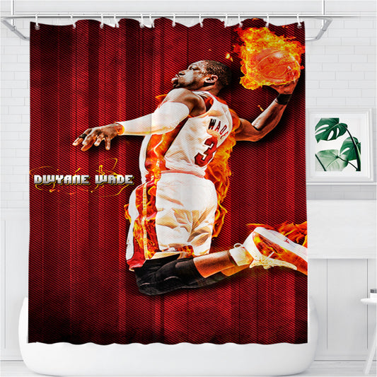 Miami Heat Dwyane Wade Bathroom Shower Curtain Fabric Waterproof | 66 X 72 Inch