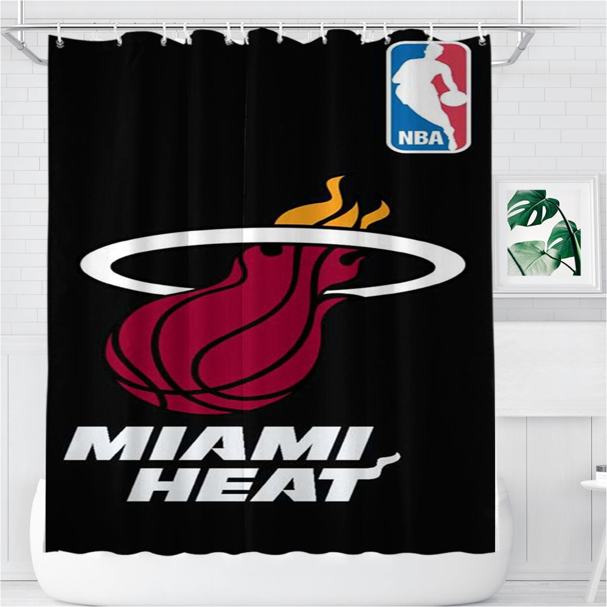 Miami Heat Nba Unique Bathroom Shower Curtain Fabric Waterproof | 66 X 72 Inch