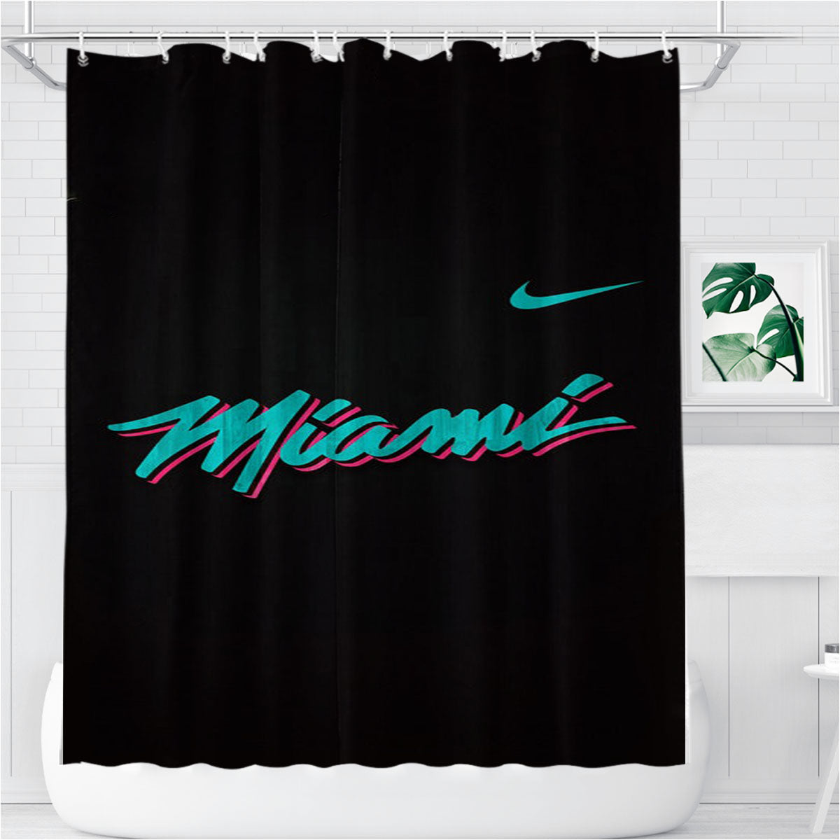 Miami Heat Nike Bathroom Shower Curtain Fabric Waterproof | 66 X 72 Inch