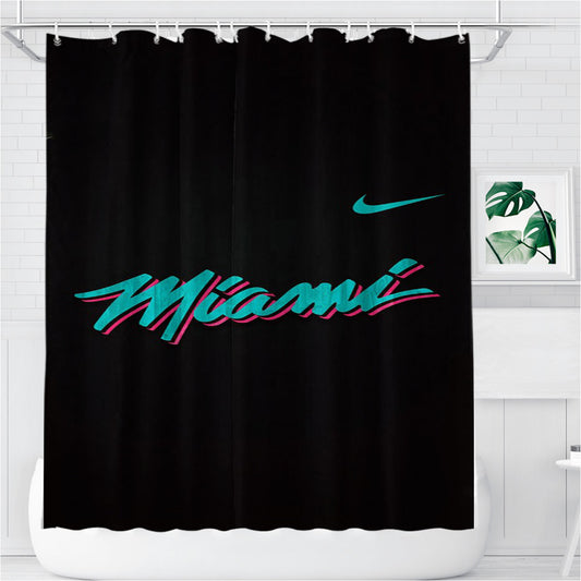 Miami Heat Nike Bathroom Shower Curtain Fabric Waterproof | 66 X 72 Inch