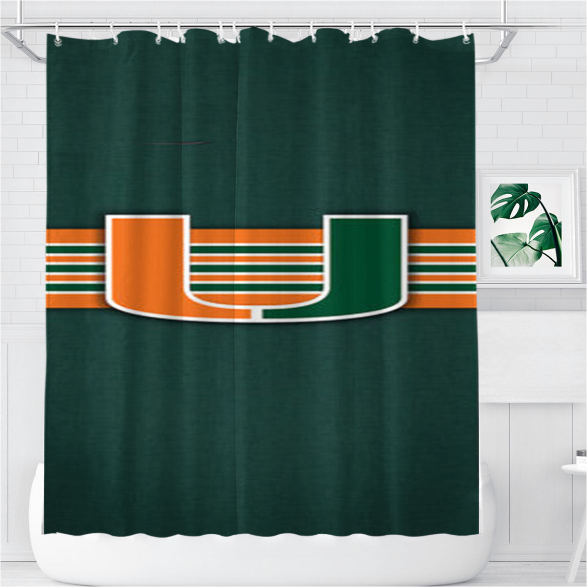 Miami Hurricanes Bathroom Shower Curtain Fabric Waterproof | 66 X 72 Inch