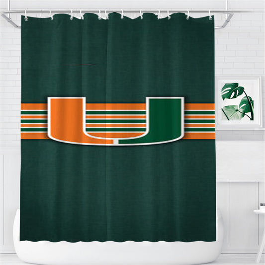 Miami Hurricanes Bathroom Shower Curtain Fabric Waterproof | 66 X 72 Inch