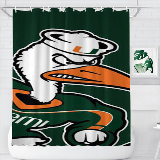 Miami Hurricanes Big Logo Bathroom Shower Curtain Fabric Waterproof | 66 X 72 Inch