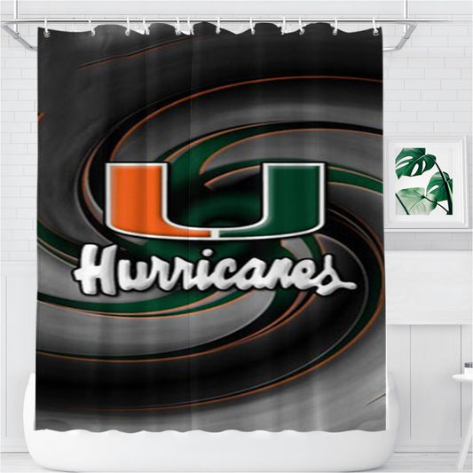 Miami Hurricanes Icon Bathroom Shower Curtain Fabric Waterproof | 66 X 72 Inch