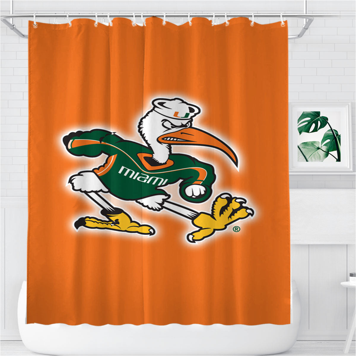 Miami Hurricanes Logo Bathroom Shower Curtain Fabric Waterproof | 66 X 72 Inch