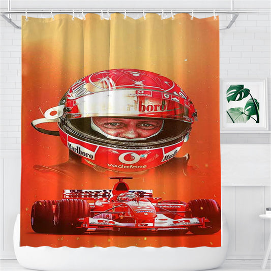 Michael Schumacher Formula One Bathroom Shower Curtain Fabric Waterproof