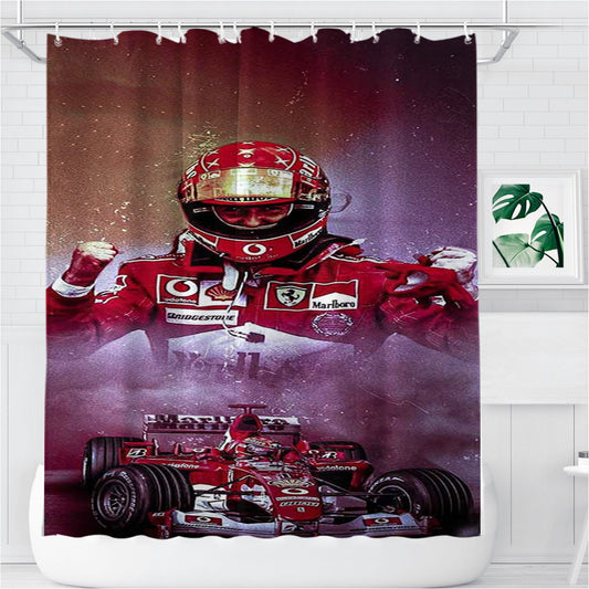 Michael Schumacher Formula One 2 Bathroom Shower Curtain Fabric Waterproof
