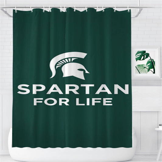 Michigan State Spartan For Life Bathroom Shower Curtain Fabric Waterproof | 66 X 72 Inch
