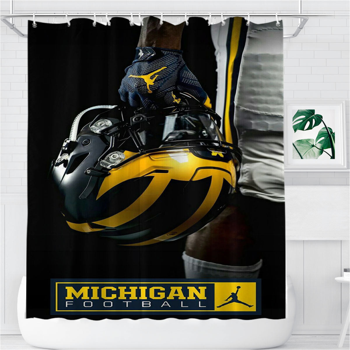 Michigan Wolverines Bathroom Shower Curtain Fabric Waterproof | 66 X 72 Inch