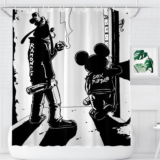 Personalized Mickey And Goofy Shower Curtain Farmhouse Bathroom Decor
