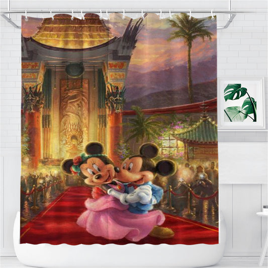 Personalized Mickey And Minnie Hollywood Shower Curtain Farmhouse Bathroom Decor