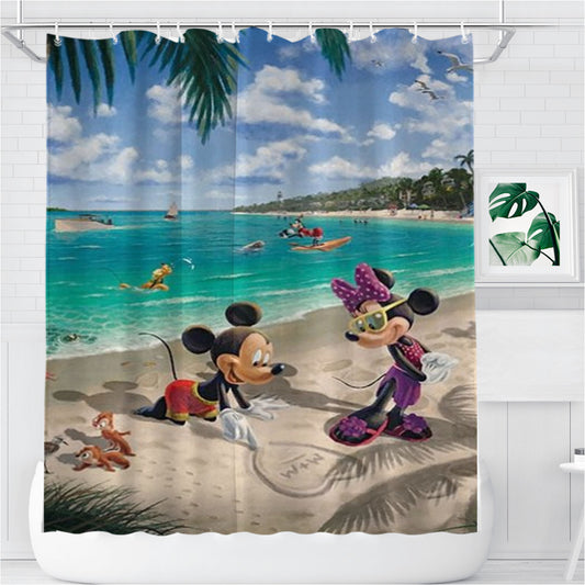Personalized Mickey And Minnie In Florida Shower Curtain Farmhouse Bathroom Decor