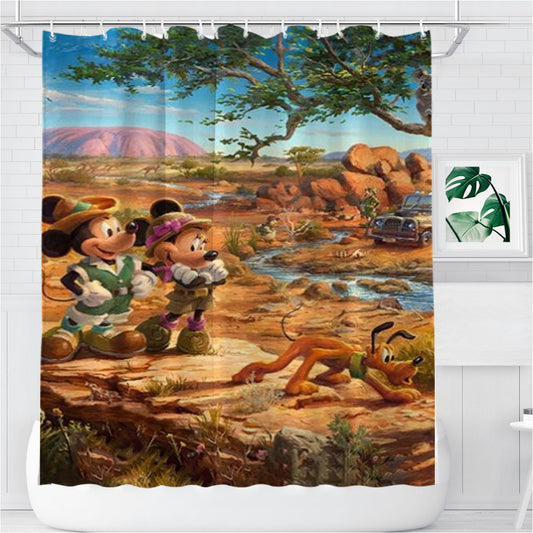 Personalized Mickey And Minnie In The Outback Shower Curtain Farmhouse Bathroom Decor