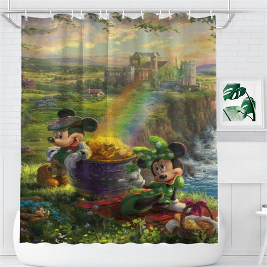 Personalized Mickey And Minnie Ireland Shower Curtain Farmhouse Bathroom Decor
