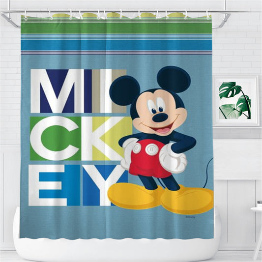 Personalized Mickey Blocks Shower Curtain Farmhouse Bathroom Decor