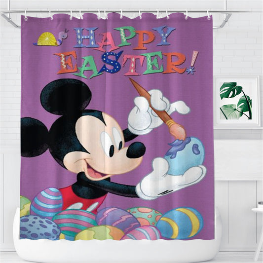 Personalized Mickey Happy Easter Shower Curtain Farmhouse Bathroom Decor