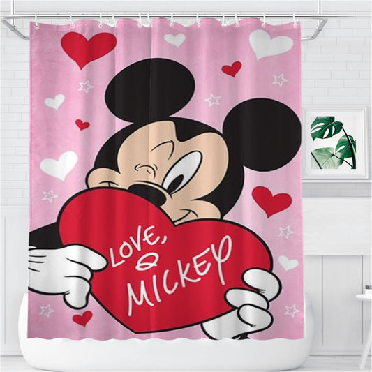 Personalized Mickey Heart You Shower Curtain Farmhouse Bathroom Decor