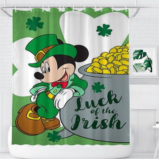 Personalized Mickey Luck Of The Irish Shower Curtain Farmhouse Bathroom Decor