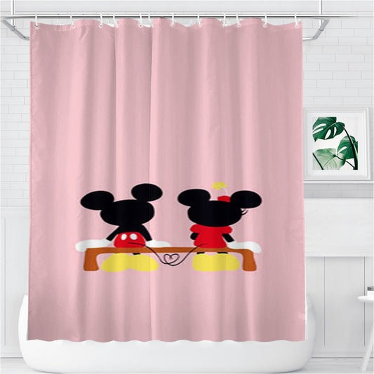 Mickey Minnie Mouse Simple Bathroom Shower Curtain Fabric Waterproof | 66 X 72 Inch