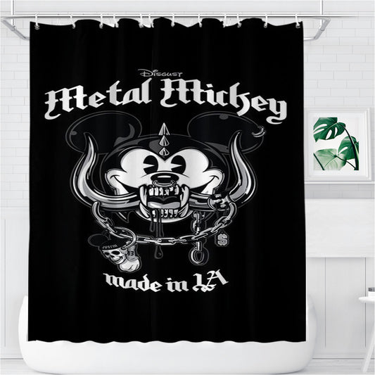 Personalized Mickey Motohead Metal Cartoon Shower Curtain Farmhouse Bathroom Decor