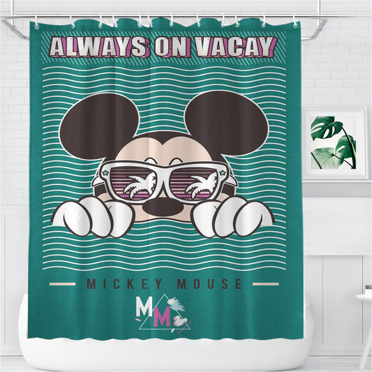 Personalized Mickey Mouse Always On Vacay Shower Curtain Farmhouse Bathroom Decor