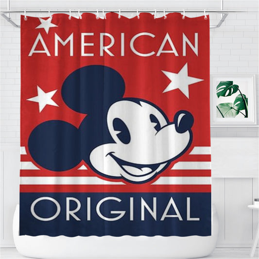Personalized Mickey Mouse American Original Shower Curtain Farmhouse Bathroom Decor