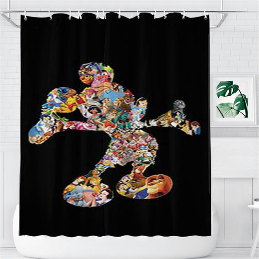 Mickey Mouse Characters Bathroom Shower Curtain Fabric Waterproof | 66 X 72 Inch