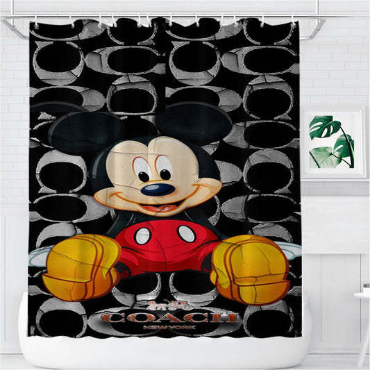 Personalized Mickey Mouse Coach Black 5 Shower Curtain Farmhouse Bathroom Decor