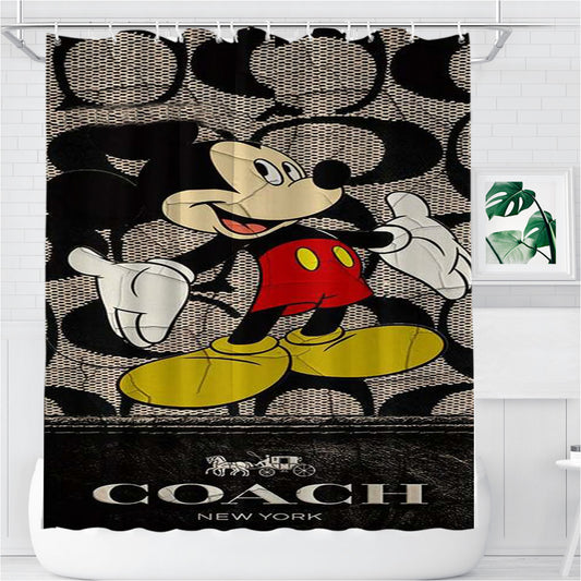Personalized Mickey Mouse Coach New York Shower Curtain Farmhouse Bathroom Decor