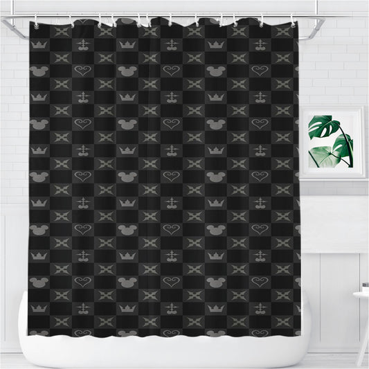 Personalized Mickey Mouse Kingdom Hearts Pattern Shower Curtain Farmhouse Bathroom Decor