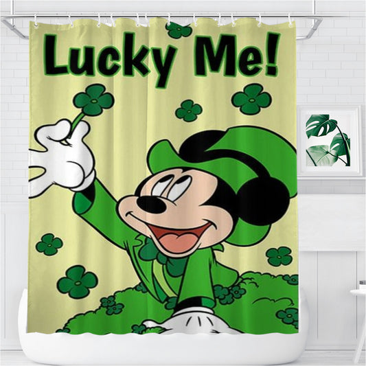 Personalized Mickey Mouse Lucky Me Shower Curtain Farmhouse Bathroom Decor