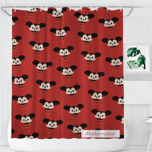 Mickey Mouse Minimalist Pattern Bathroom Shower Curtain Fabric Waterproof | 66 X 72 Inch