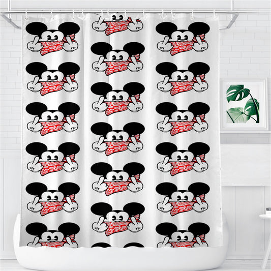 Personalized Mickey Mouse Obey Pattern Shower Curtain Farmhouse Bathroom Decor