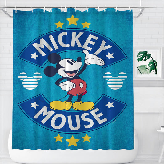 Personalized Mickey Mouse Stars Shower Curtain Farmhouse Bathroom Decor
