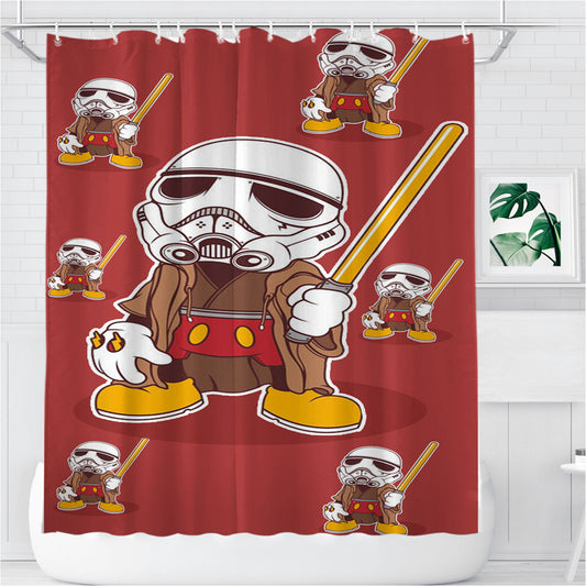 Mickey Wars Pattern Bathroom Shower Curtain Fabric Waterproof | 66 X 72 Inch