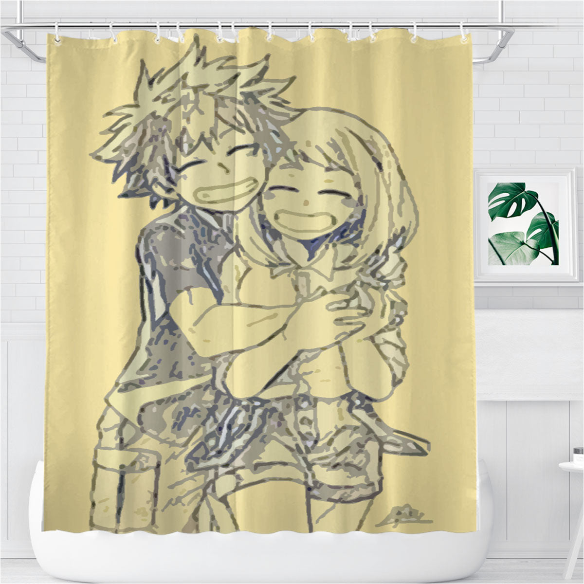 Midoriya Uraraka Married Bathroom Shower Curtain Fabric Waterproof | 66 X 72 Inch