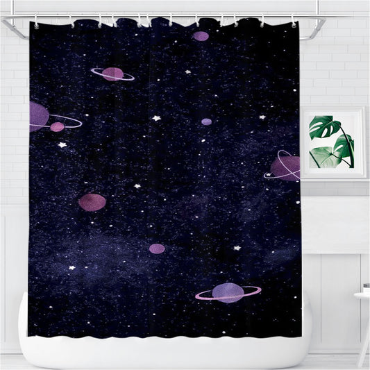 Milky White Galaxy Pattern Bathroom Shower Curtain Fabric Waterproof | 66 X 72 Inch