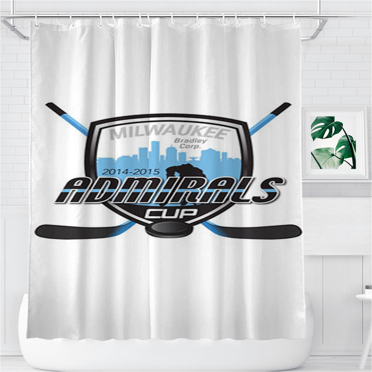 Milwaukee Admirals Hockey Logo Bathroom Shower Curtain Fabric Waterproof | 66 X 72 Inch