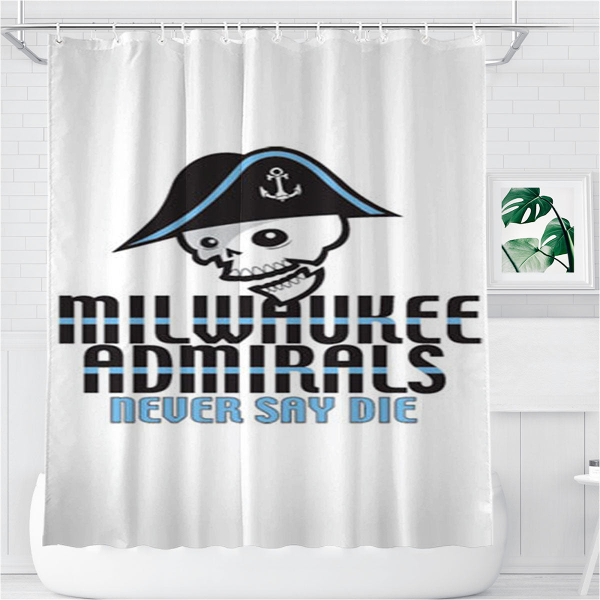 Milwaukee Admirals Hook Bathroom Shower Curtain Fabric Waterproof | 66 X 72 Inch