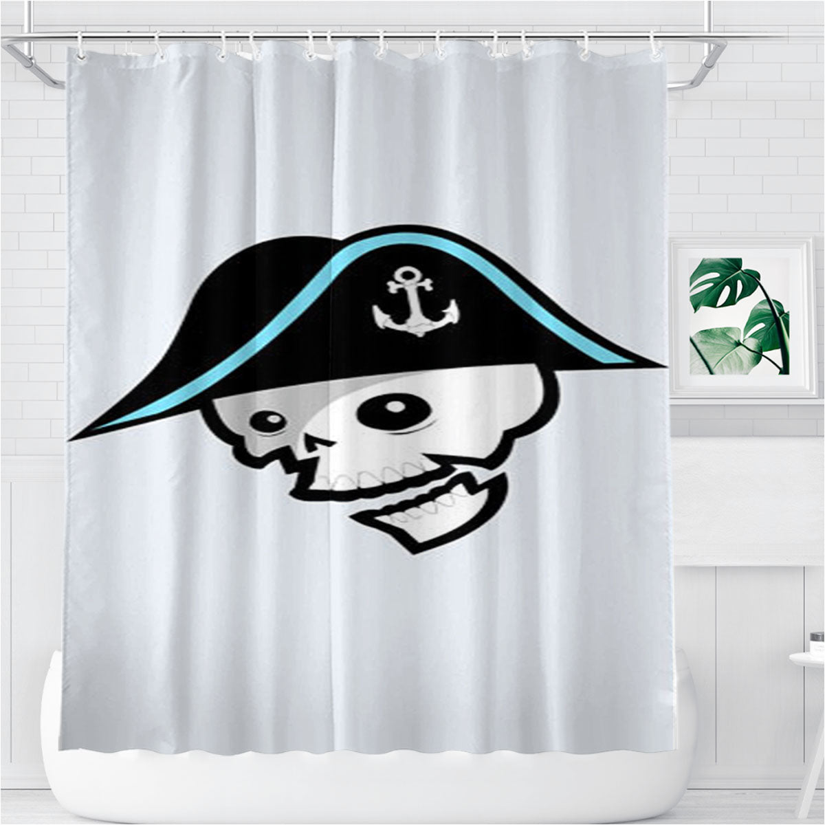 Milwaukee Admirals Hook Face Bathroom Shower Curtain Fabric Waterproof | 66 X 72 Inch