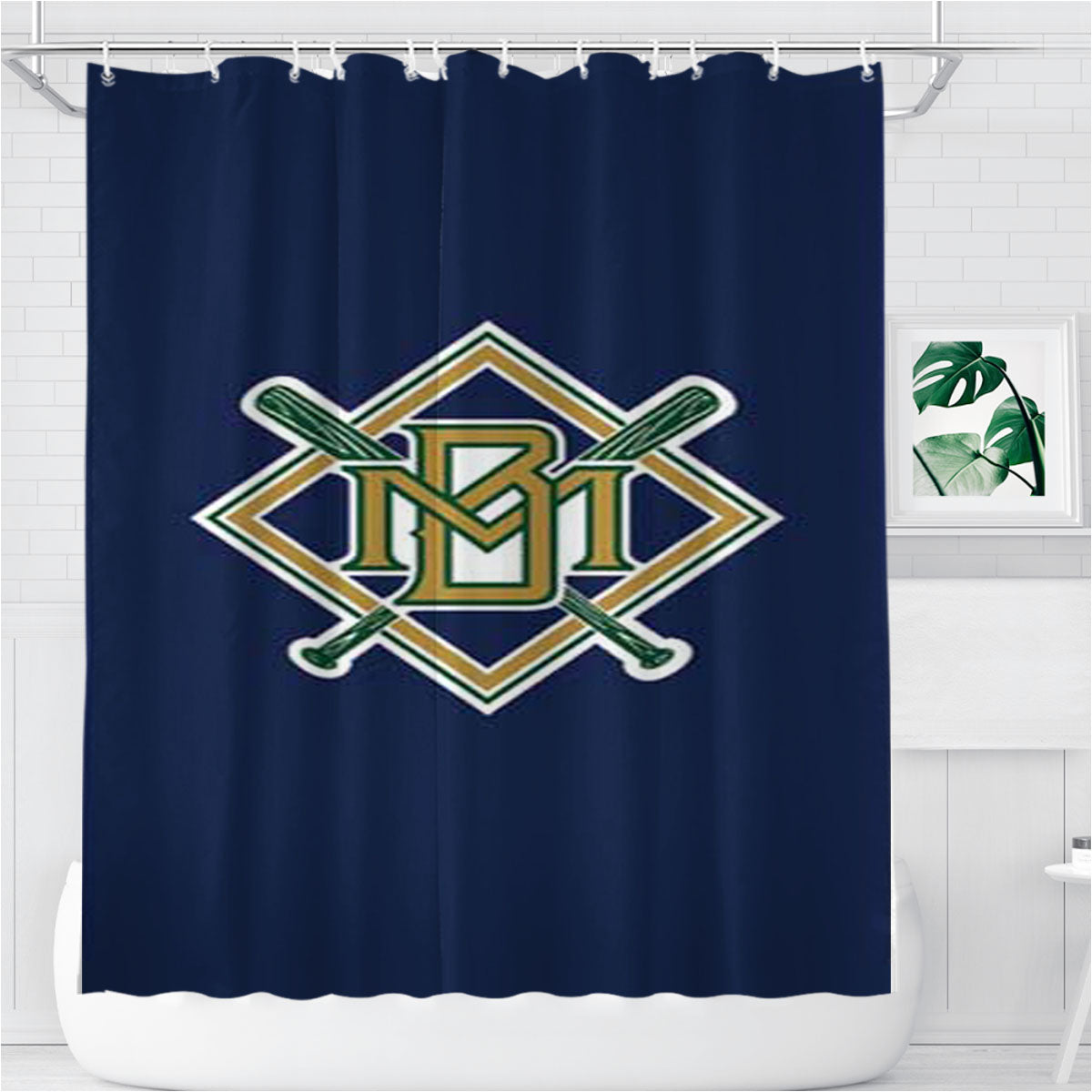 Milwaukee Brewers Bathroom Shower Curtain Fabric Waterproof | 66 X 72 Inch