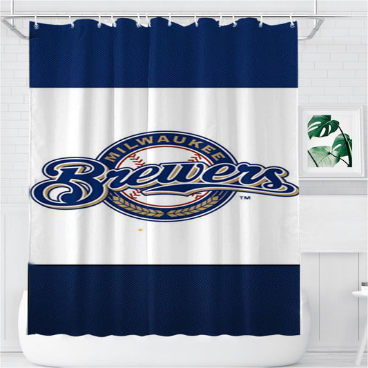 Milwaukee Brewers Baseball Bathroom Shower Curtain Fabric Waterproof | 66 X 72 Inch