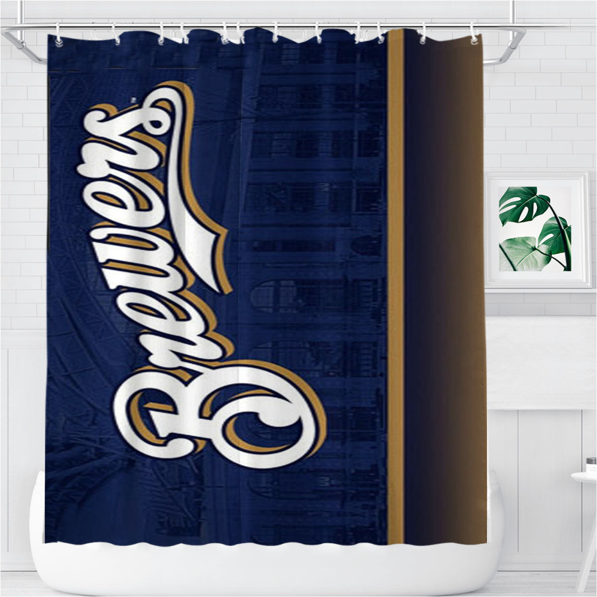 Milwaukee Brewers City Bathroom Shower Curtain Fabric Waterproof | 66 X 72 Inch