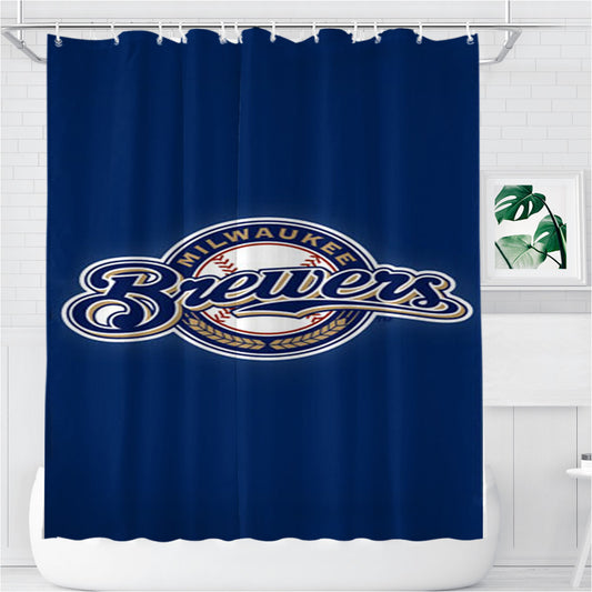 Milwaukee Brewers Logo Bathroom Shower Curtain Fabric Waterproof | 66 X 72 Inch