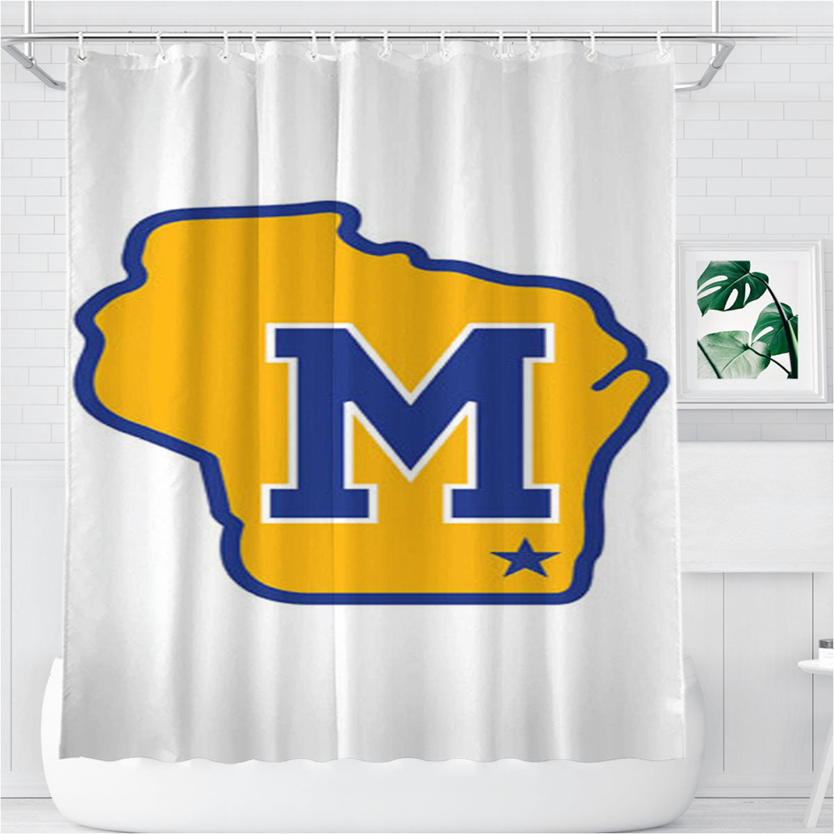 Milwaukee Brewers New Bathroom Shower Curtain Fabric Waterproof | 66 X 72 Inch