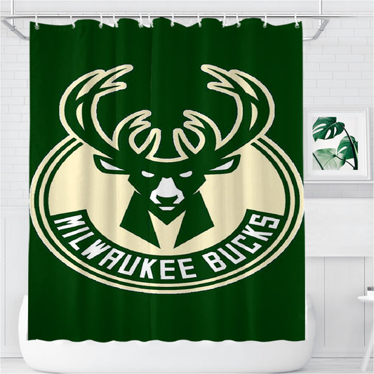 Milwaukee Bucks Green Bathroom Shower Curtain Fabric Waterproof | 66 X 72 Inch