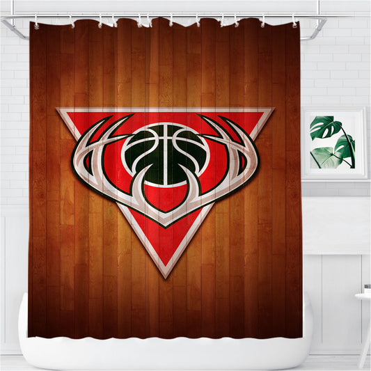 Milwaukee Bucks Hardwood 2 Bathroom Shower Curtain Fabric Waterproof | 66 X 72 Inch