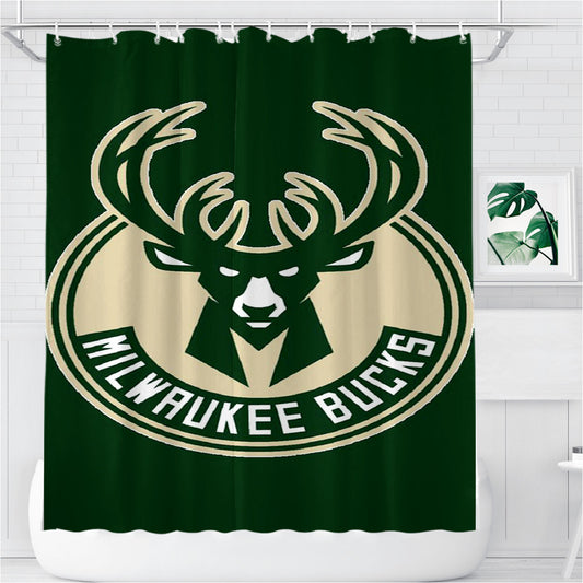 Milwaukee Bucks Logo Bathroom Shower Curtain Fabric Waterproof | 66 X 72 Inch