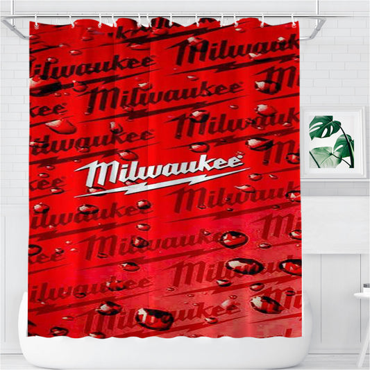 Milwaukee Tool Icon Bathroom Shower Curtain Fabric Waterproof | 66 X 72 Inch