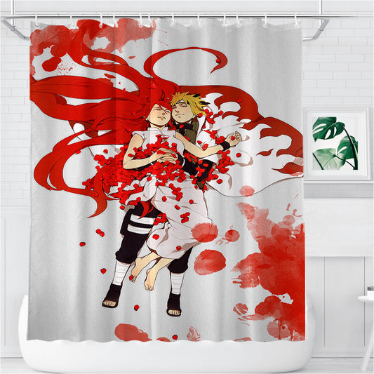 Personalized Minato Namikaze Yondaime And Uzumaki Kushina Shower Curtain Farmhouse Bathroom Decor